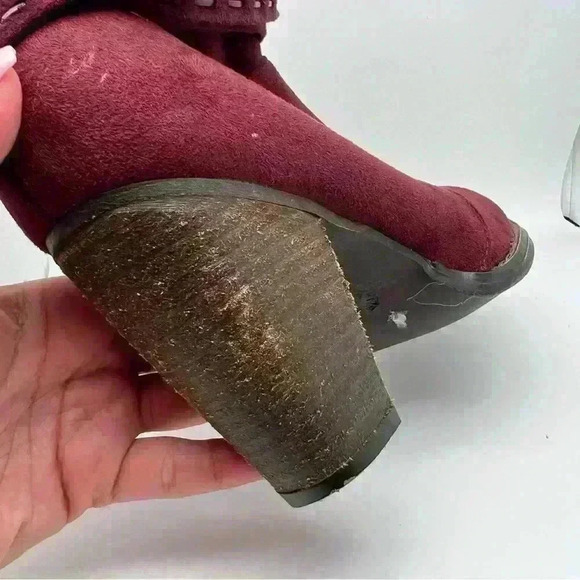 Cato Maroon Suede like Fabric Ankle Boots 
Size 7 - Picture 6 of 14